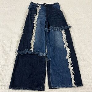 Vintage G.V.G.V. Asymmetrical Patchwork Fringe Jeans Women’s 38 Avant Garde